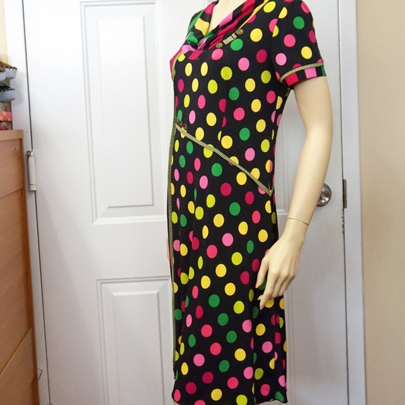 PARTY DOTTED DRESS COLORFUL STRETCH EUROPEAN - Picture 4 of 8